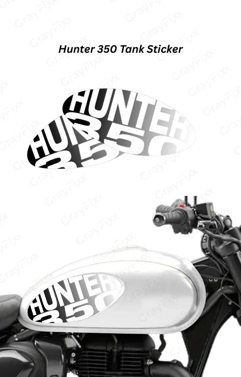 Tank Side Sticker Compatible with Hunter 350 | Made in Premium Gloss Vinyl with FPF (Fade Protection Film), Precut Sticker, Waterproof, Pack of 1